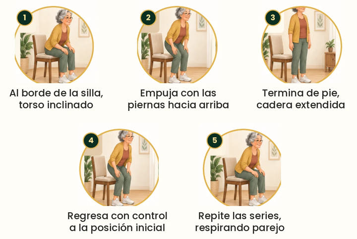 Los 5 pasos ilustrados del ejercicio